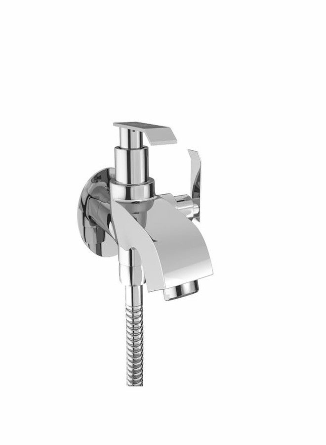 GLOXY 2 in 1 Chrome Finished Bib Cock Taps with Dual Imperial Levers & Flenge - Perfect Compatible for Washing Machines, Bathroom Toilet Areas, Gardens & Kitchen Sinks - 10 Years Warranty - Image 1